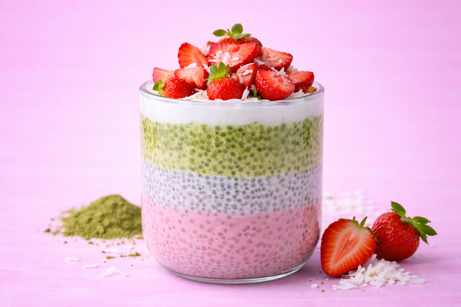 Strawberry Coconut Matcha Mocha